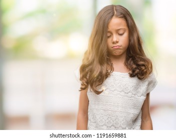 Brunette Hispanic Girl Depressed And Worry For Distress, Crying Angry And Afraid. Sad Expression.