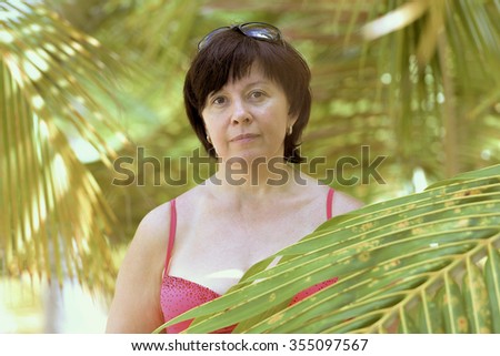 Similar – Image, Stock Photo Woman’s head over plant