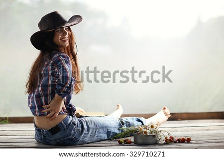 brunette in a rustic style