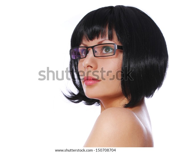 Brunette Sexy Eye Glasses Stylish Short Stock Photo Edit Now