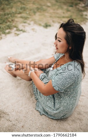 Similar – Image, Stock Photo Thoughtful latin woman on the beach