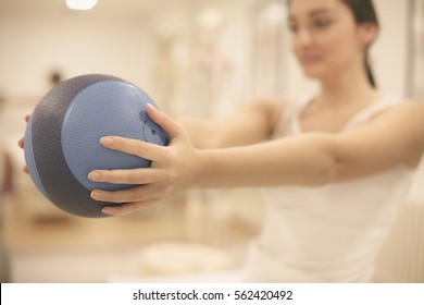 Brunette Woman On Physical Therapy. 