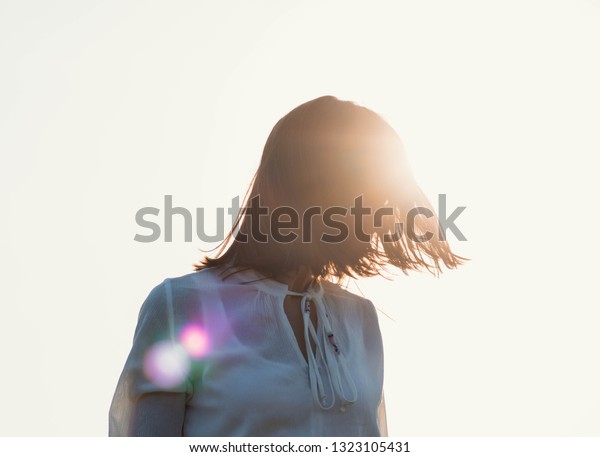 Brunette Woman Short Hair Hidden Face Royalty Free Stock Image