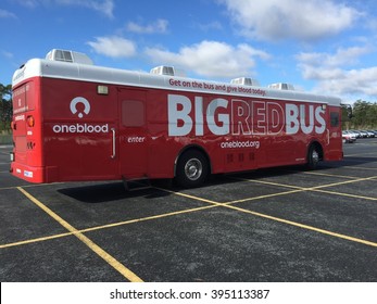 BRUNSWICK, GA-MARCH 19, 2016:  Mobile Blood Collection Bus.  Buses Like This Come To An Employer's Location For A Corporate Blood Drive.