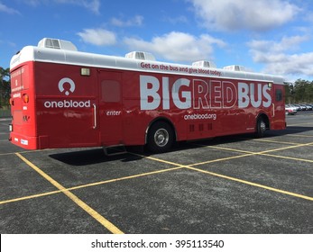 BRUNSWICK, GA-MARCH 19, 2016:  Mobile Blood Collection Bus.  Buses Like This Come To An Employer's Location For A Corporate Blood Drive.