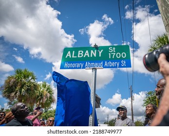 Brunswick, Georgia USA - August 9, 2022: Scenes From The Naming Ceremony For Honorary Ahmaud Arbery Street.