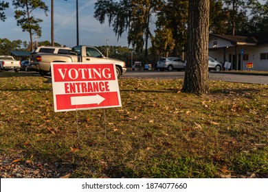 Brunswick, Georgia USA - December 14, 2020: Early Voting Has Begun In Georgia For The Runoff Elections That Will Decide Two U.S. Senate Seats.