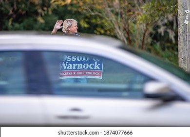 Brunswick, Georgia USA - December 14, 2020: Early Voting Has Begun In Georgia For The Runoff Elections That Will Decide Two U.S. Senate Seats.