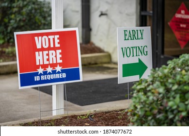 Brunswick, Georgia USA - December 14, 2020: Early Voting Has Begun In Georgia For The Runoff Elections That Will Decide Two U.S. Senate Seats.