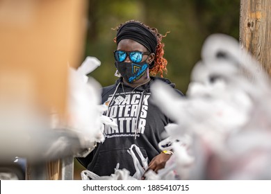 Brunswick, Georgia USA - December 31, 2020: Scenes From The Collard Green Caucus Food Giveaway, Sponsored By Black Voters Matter And A Better Glynn, Held At Ballard Park.