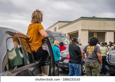 Brunswick, Georgia USA - January 2, 2021: Scenes From The Drive-in Rally For Georgia Senate Candidate Rev. Raphael Warnock (Democrat).