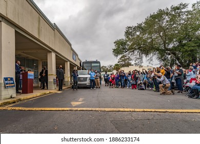 Brunswick, Georgia USA - January 2, 2021: Scenes From The Drive-in Rally For Georgia Senate Candidate Rev. Raphael Warnock (Democrat).