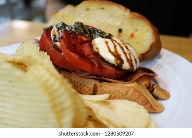 Bruschetta With Chips And A Balsamic Vinegar Drizzle 