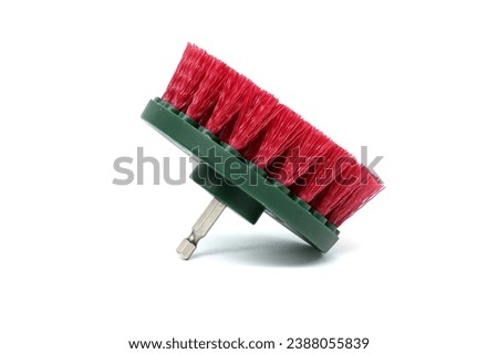 Brush attachments with an hexagonal shalf suitable for bit holder extensions isolated on white background. Sanding, cleaning and polishing accessories