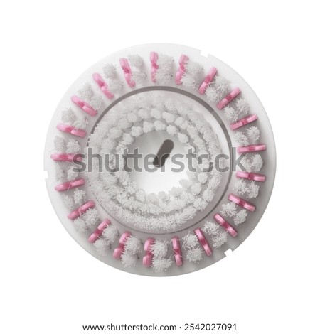  Brush attachments with an hexagonal shalf suitable for bit holder extensions isolated on white background. Sanding, cleaning and polishing accessories. Close up view 