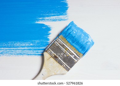 Brush With Blue Paint
