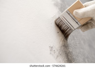 Brush For Color Paint Concrete Loft Style On Wall