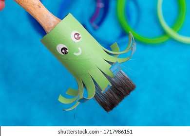 Brush Lined With A Cardboard Tube From The Toilet Paper Roll. Animated Octopus.