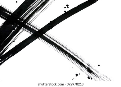brush painted black ink line & drop on white background
 - Shutterstock ID 392978218