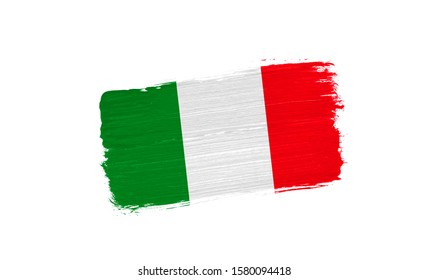 Brush Painted Flag Of Italy Isolated On White Background