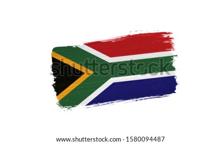 brush painted flag of South Africa isolated on white background