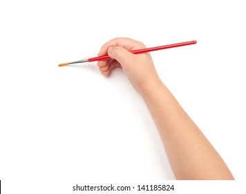 Brush For Painting In Child Hand