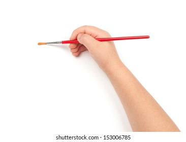 Brush For Painting In Child Hand