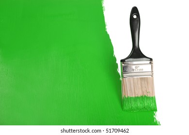 Brush Painting Wall With Green Paint