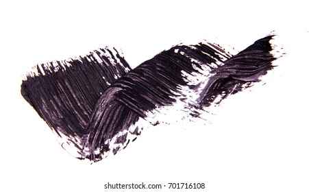 Brush Strok Of Black Shade Of Mascara On White