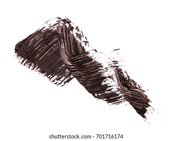 Brush Strok Of Black Shade Of Mascara On White