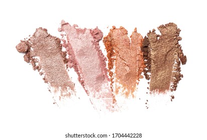 Brush stroke of shiny crushed color eye shadow as sample of cosmetic product isolated on white background