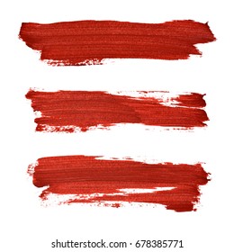 Brush strokes of red acrylic paint isolated on the white background  - Shutterstock ID 678385771