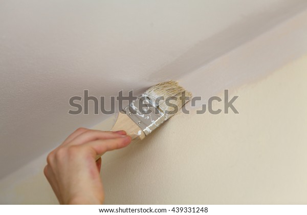 Brush Weld Walls Ceiling White Paint Stock Photo Edit Now 439331248