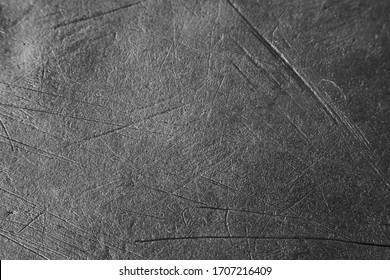 Brushed Brass Plate Background Texture, Metal Surface With Scratches And Dents, Selective Focus