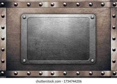 Brushed Metal Plate On Steel Background