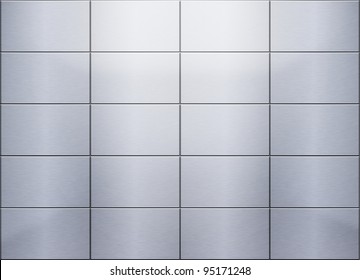 Brushed Metal Tiled Panels At The Wall