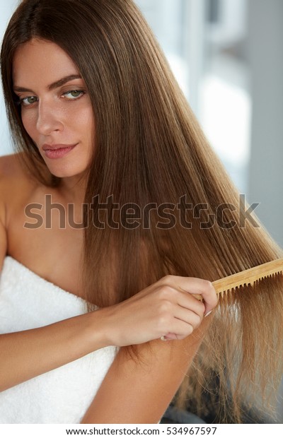 Brushing Hair Portrait Sexy Young Woman Stock Photo Edit Now