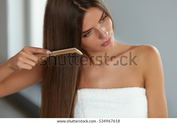 Brushing Hair Portrait Sexy Young Woman Stock Photo Edit Now