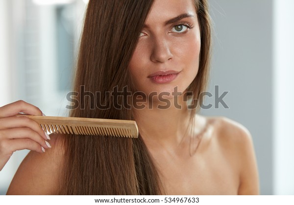 Brushing Hair Portrait Sexy Young Woman Stock Photo Edit Now