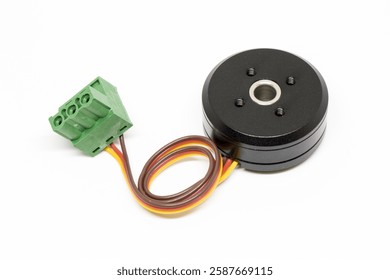 Brushless DC motor with integrated encoder and industrial-grade wiring, featuring a robust design for robotics, automation, and precision motion control applications