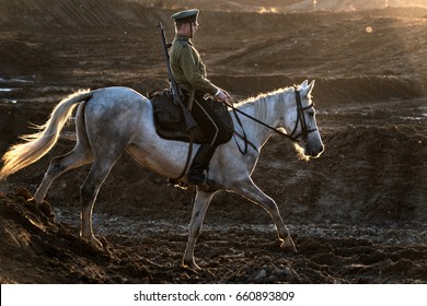 Brusilovsky breakthrough, the historic festival the First world war, Moscow, 2 Oct 2016. Horse soldiers of the Russian army.