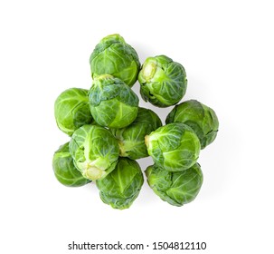 Brussel Sprouts isolated on white background. top view - Shutterstock ID 1504812110