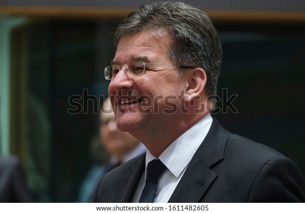 Brussels, Belgium.\
10th January 2020. Slovak Minister of Foreign and European Affairs\
Miroslav Lajcak arrives to attend in an extraordinary EU Foreign\
Ministers Council\
meeting.
