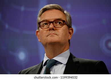 Brussels, Belgium. 10th October 2018.EU Commissioner Julian King Holds A Press Conference On The 16th Security Union Progress Report