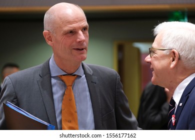 Brussels, Belgium. 11th November 2019. Dutch Foreign Minister Stef Blok   arrives for an EU foreign ministers and senior officials meeting at the EU headquarters.