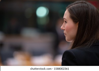 Brussels, Belgium 13.12.2019  Finnish Prime Minister Sanna Marin At The European Union Leaders Year-end Summit In Brussels.