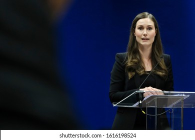 Brussels, Belgium. 13th December 2019.  Finnish Prime Minister  Sanna Marin Gives A Press Conference On Results Of An European Council.