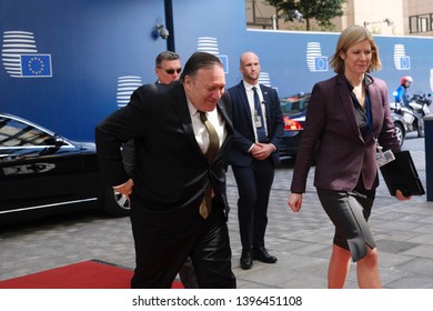 Brussels, Belgium. 13th May 2019.  US Secretary Of State Mike Pompeo Arrives For A Meeting With European Foreign Affairs Ministers.