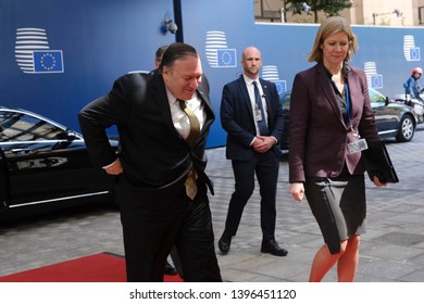 Brussels, Belgium. 13th May 2019.  US Secretary Of State Mike Pompeo Arrives For A Meeting With European Foreign Affairs Ministers.