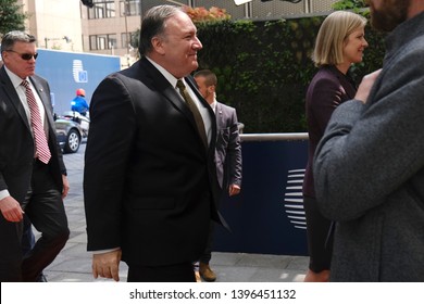 Brussels, Belgium. 13th May 2019.  US Secretary Of State Mike Pompeo Arrives For A Meeting With European Foreign Affairs Ministers.